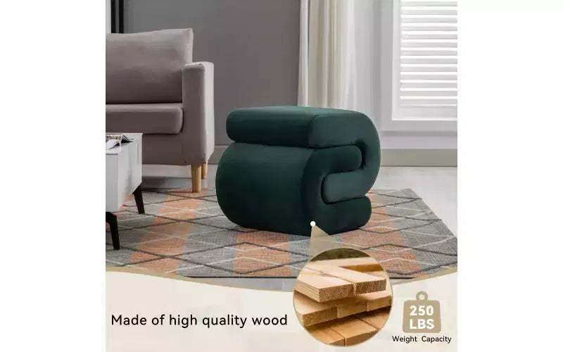 Poggiapiedi a S rivestito in velluto da 20W con base in legno
