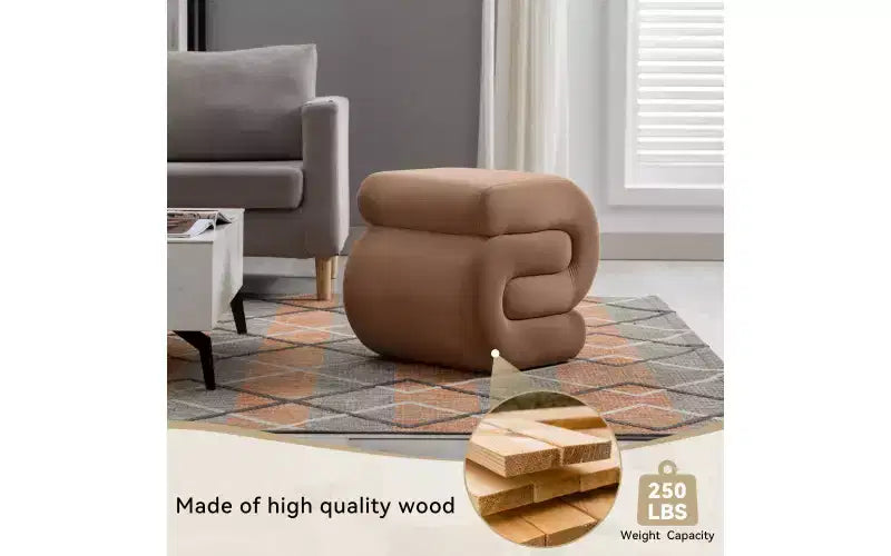Poggiapiedi a S rivestito in velluto da 20W con base in legno