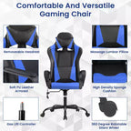 Sedia da gaming con schienale alto e supporto lombare, funzione massaggio e pelle PU