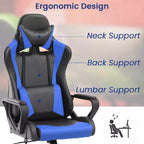 Sedia da gaming con schienale alto e supporto lombare, funzione massaggio e pelle PU