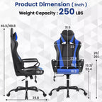 Sedia da gaming con schienale alto e supporto lombare, funzione massaggio e pelle PU