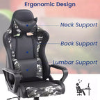 Sedia da gaming con schienale alto e supporto lombare, funzione massaggio e pelle PU