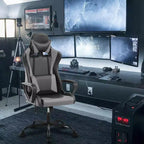 Sedia da gaming con schienale alto e supporto lombare, funzione massaggio e pelle PU