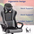 Sedia da gaming con schienale alto e supporto lombare, funzione massaggio e pelle PU