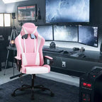 Sedia da gaming con schienale alto e supporto lombare, funzione massaggio e pelle PU