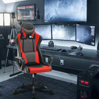 Sedia da gaming con schienale alto e supporto lombare, funzione massaggio e pelle PU