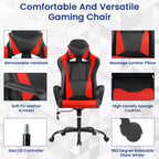 Sedia da gaming con schienale alto e supporto lombare, funzione massaggio e pelle PU
