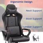 Sedia da gaming con schienale alto e supporto lombare, funzione massaggio e pelle PU