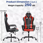 Sedia da gaming con schienale alto e supporto lombare, funzione massaggio e pelle PU