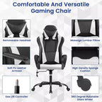 Sedia da gaming con schienale alto e supporto lombare, funzione massaggio e pelle PU