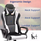 Sedia da gaming con schienale alto e supporto lombare, funzione massaggio e pelle PU