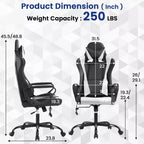 Sedia da gaming con schienale alto e supporto lombare, funzione massaggio e pelle PU