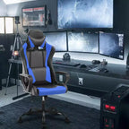 Sedia da gaming con schienale alto e supporto lombare, funzione massaggio e pelle PU