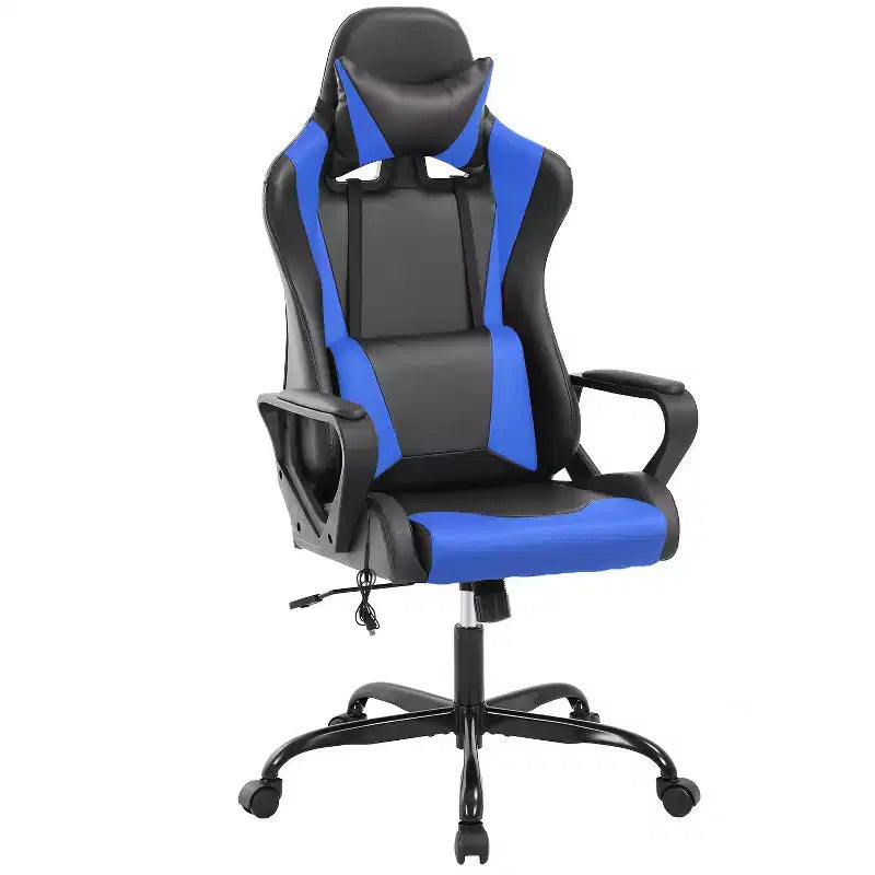 Sedia da gaming con schienale alto e supporto lombare, funzione massaggio e pelle PU