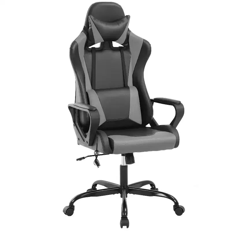 Sedia da gaming con schienale alto e supporto lombare, funzione massaggio e pelle PU