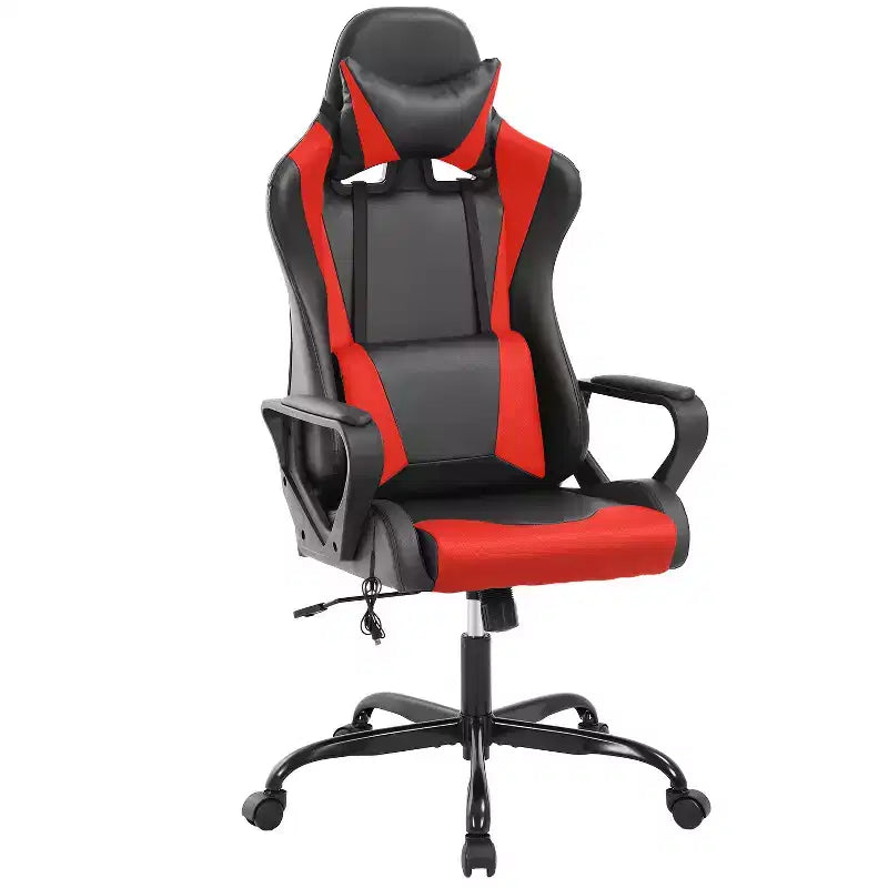 Sedia da gaming con schienale alto e supporto lombare, funzione massaggio e pelle PU