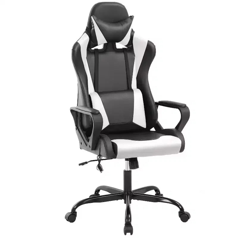 Sedia da gaming con schienale alto e supporto lombare, funzione massaggio e pelle PU