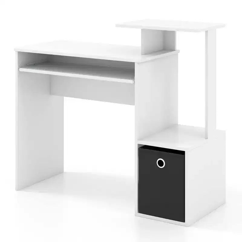 Scrivania salvaspazio per computer da ufficio con vassoio per tastiera - Bianco/Nero
