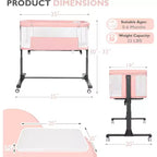 Culla portatile per neonati con ruote - Culla co-sleeping in rete e materasso rimovibile