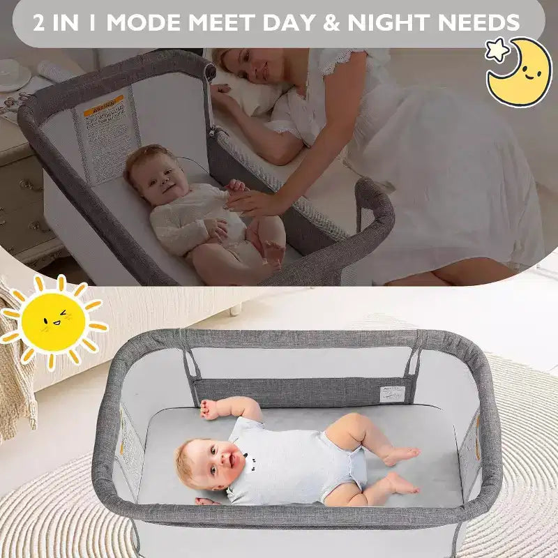 Culla portatile per neonati con ruote - Culla co-sleeping in rete e materasso rimovibile