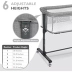 Culla portatile per neonati con ruote - Culla co-sleeping in rete e materasso rimovibile