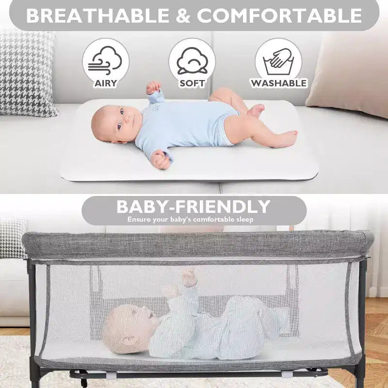 Culla portatile per neonati con ruote - Culla co-sleeping in rete e materasso rimovibile