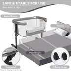 Culla portatile per neonati con ruote - Culla co-sleeping in rete e materasso rimovibile