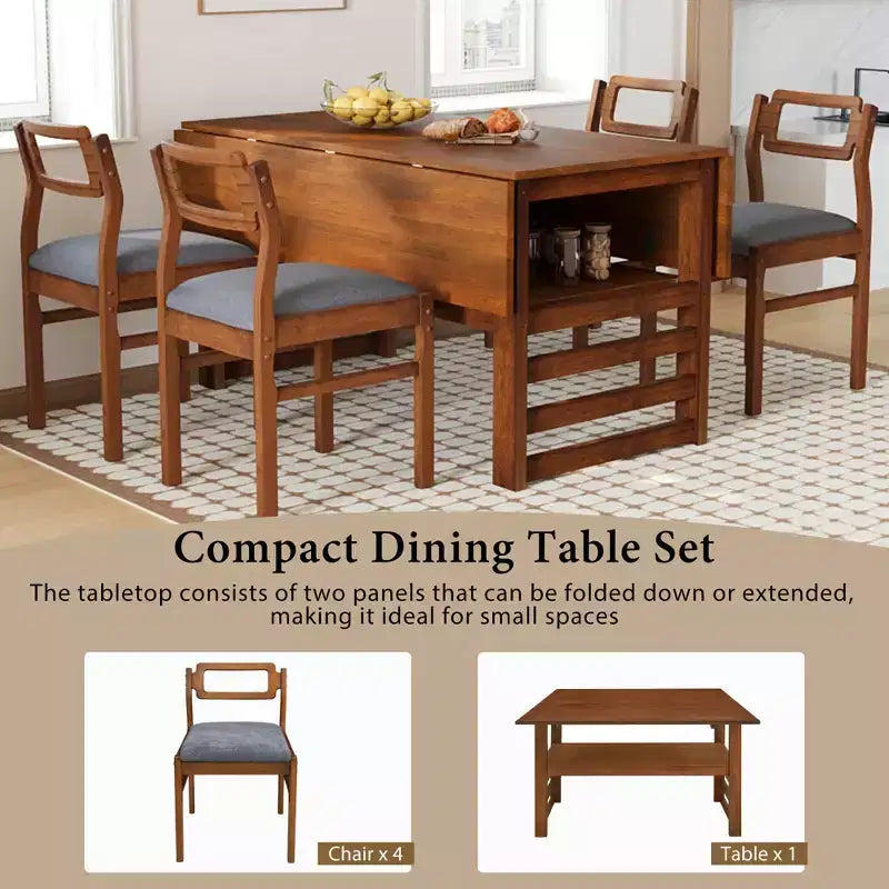 Set da pranzo allungabile 5 pezzi con 4 sedie imbottite