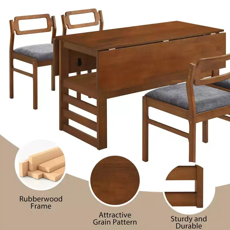 Set da pranzo allungabile 5 pezzi con 4 sedie imbottite