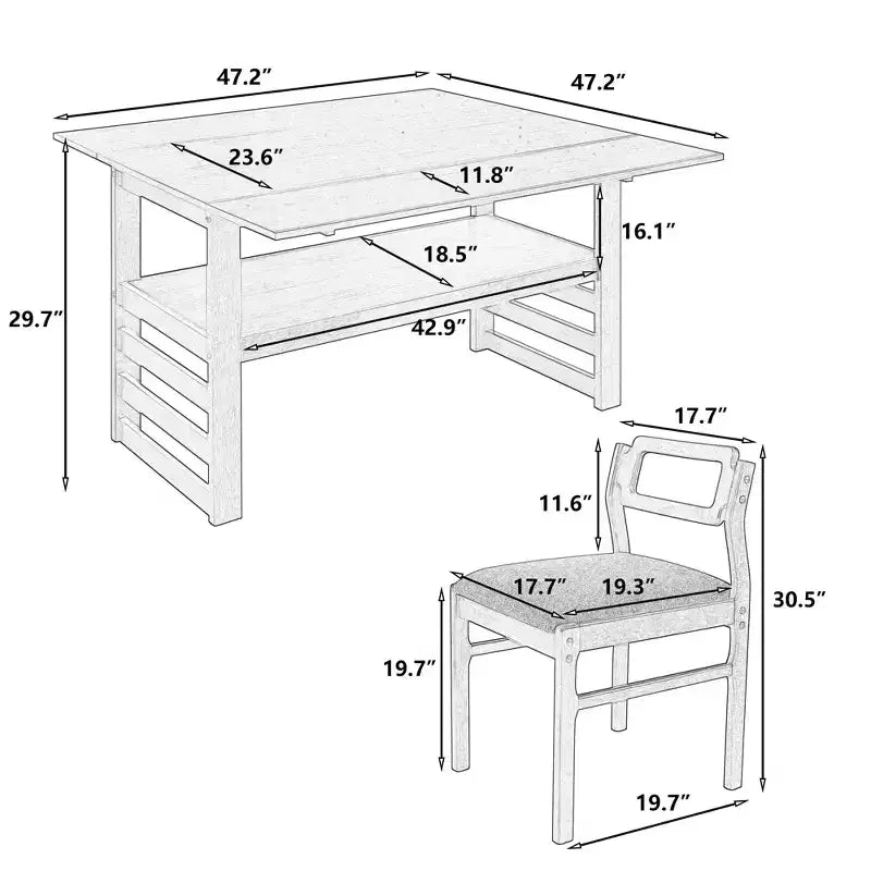 Set da pranzo allungabile 5 pezzi con 4 sedie imbottite