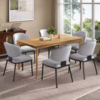 Set da pranzo 7 pezzi moderno in legno, similpelle e metallo
