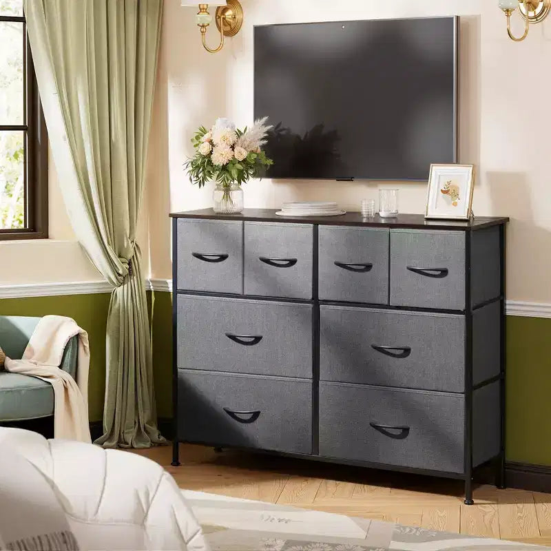 Cassettiera larga a 8 cassetti in tessuto per camera da letto, armadio e ingresso