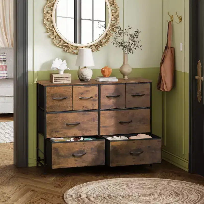 Cassettiera larga a 8 cassetti in tessuto per camera da letto, armadio e ingresso