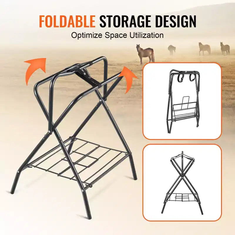 Confezione da 2 supporti pieghevoli per sella 71x48x95 cm - Acciaio resistente per selle inglesi e western