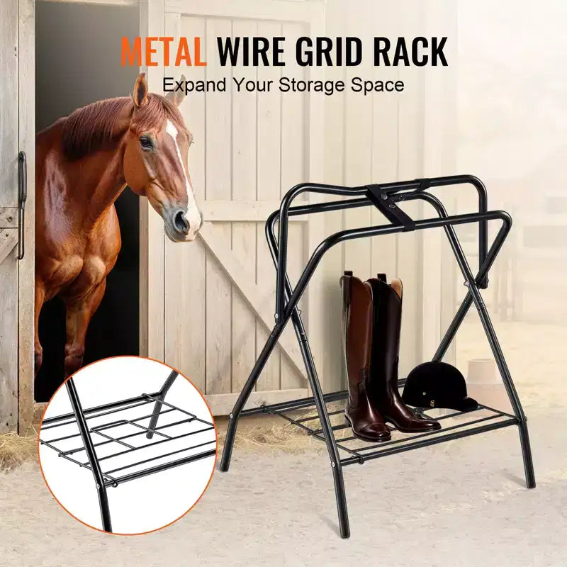 Confezione da 2 supporti pieghevoli per sella 71x48x95 cm - Acciaio resistente per selle inglesi e western