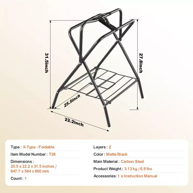 Confezione da 2 supporti pieghevoli per sella 71x48x95 cm - Acciaio resistente per selle inglesi e western