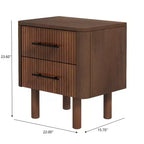 Comodino rettangolare in legno massello stile Mid-Century Modern, 56 cm, con 2 cassetti