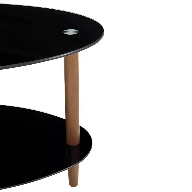 Tavolino da caffè ovale in vetro – Tavolino da cocktail e d'accento moderno con ripiano trasparente/nero
