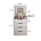 Set Tavolo da Trucco e Sedia 3 in 1 con Specchio Ribaltabile e Piano in Vetro