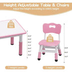 Set Tavolo e 6 Sedie per Bambini con Contenitore, Set Tavolo e Sedie per Bambini Regolabile in Altezza per Età 2-10 Anni, per Asilo Nido, Aula, Casa