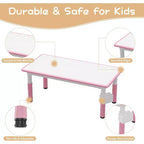 Set Tavolo e 6 Sedie per Bambini con Contenitore, Set Tavolo e Sedie per Bambini Regolabile in Altezza per Età 2-10 Anni, per Asilo Nido, Aula, Casa