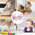 Set Tavolo e 6 Sedie per Bambini con Contenitore, Set Tavolo e Sedie per Bambini Regolabile in Altezza per Età 2-10 Anni, per Asilo Nido, Aula, Casa