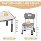 Set Tavolo e 6 Sedie per Bambini con Contenitore, Set Tavolo e Sedie per Bambini Regolabile in Altezza per Età 2-10 Anni, per Asilo Nido, Aula, Casa