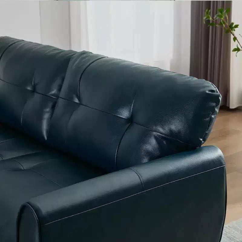 Divano a due posti e divano a L in ecopelle trapuntata, stile moderno di metà secolo, 155 cm