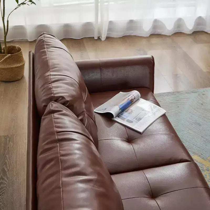 Divano a due posti e divano a L in ecopelle trapuntata, stile moderno di metà secolo, 155 cm