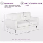 Divano a due posti e divano a L in ecopelle trapuntata, stile moderno di metà secolo, 155 cm