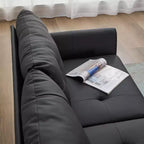 Divano a due posti e divano a L in ecopelle trapuntata, stile moderno di metà secolo, 155 cm