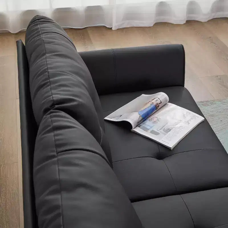 Divano a due posti e divano a L in ecopelle trapuntata, stile moderno di metà secolo, 155 cm