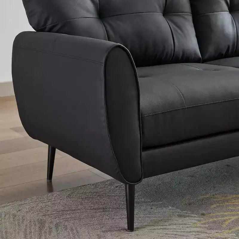 Divano a due posti e divano a L in ecopelle trapuntata, stile moderno di metà secolo, 155 cm