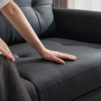 Divano a due posti e divano a L in ecopelle trapuntata, stile moderno di metà secolo, 155 cm